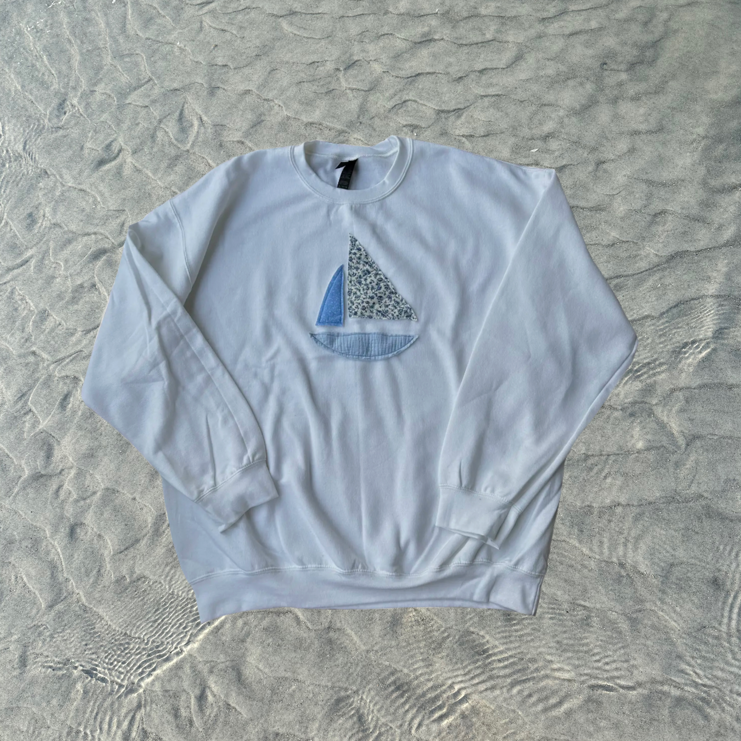 Patchwork Sailboat Gildan Crewneck Sweatshirt