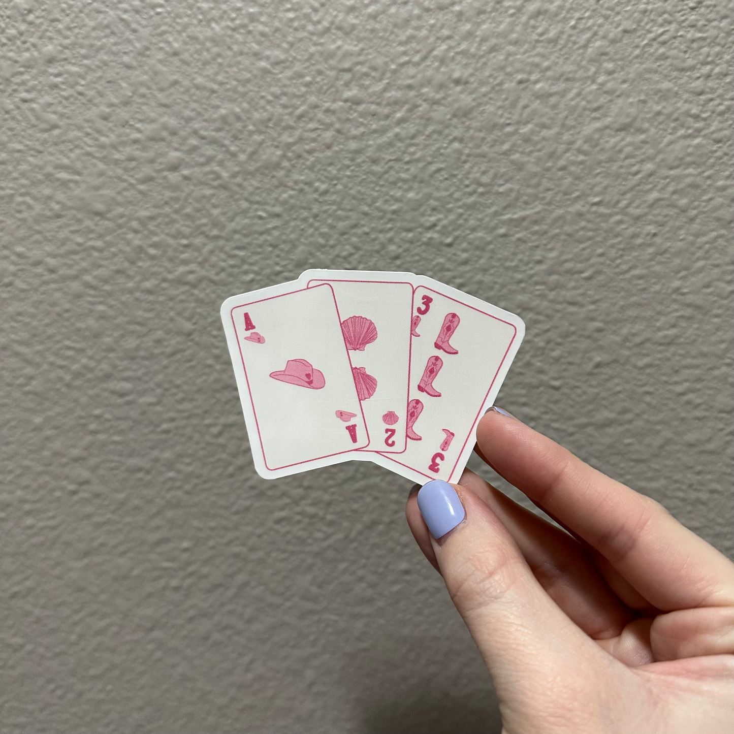 Pink Waterproof Coastal Cowgirl Playing Card Sticker