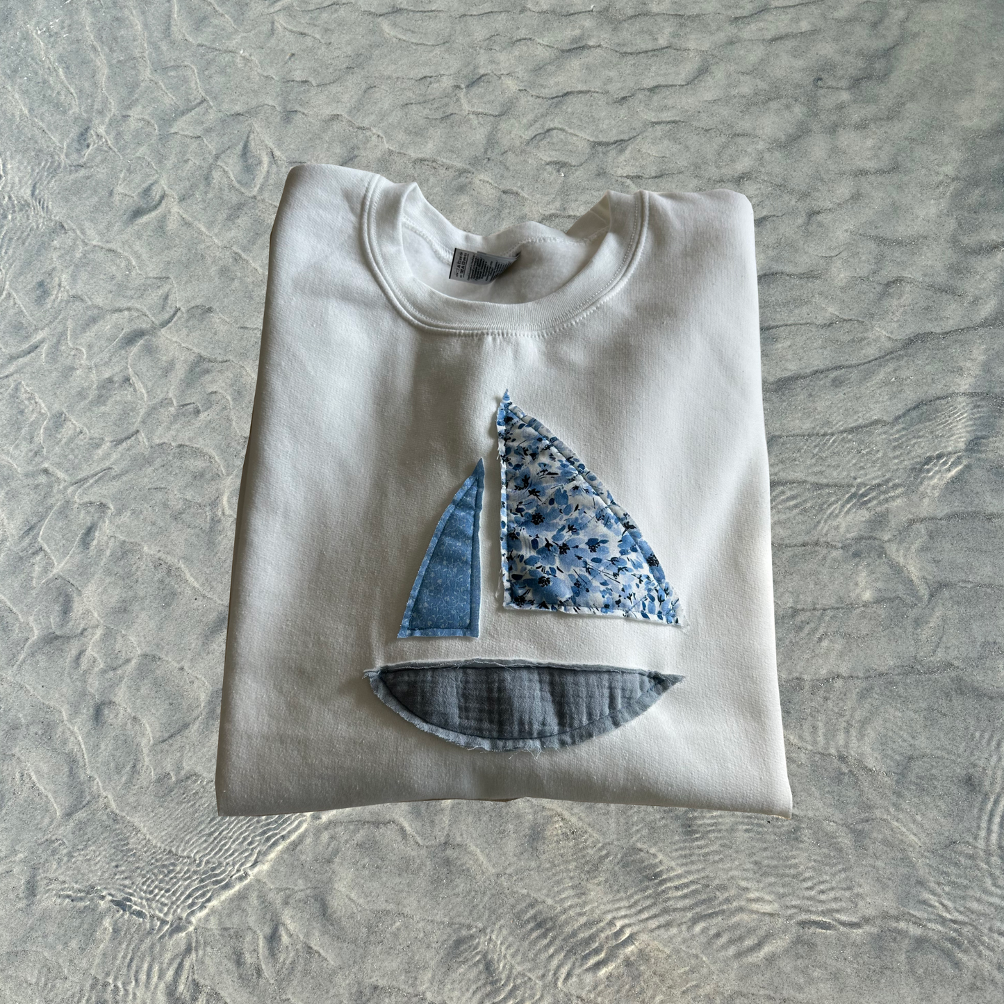 Patchwork Sailboat Comfort Colors Crewneck Sweatshirt