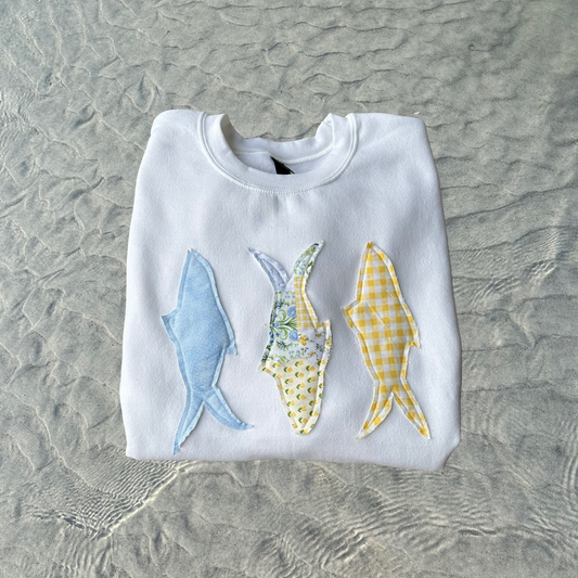 Patchwork Fish Crewneck Gildan Sweatshirt
